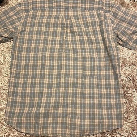 𝅺TIMBERLAND Weather Gear Mens Button Down‎ Short Sleeve Plaid Shirt Medium - Picture 10 of 11